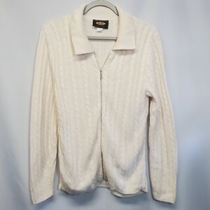 Vintage Free People Cable Knit Full Zip Sweater Made in USA Vintage